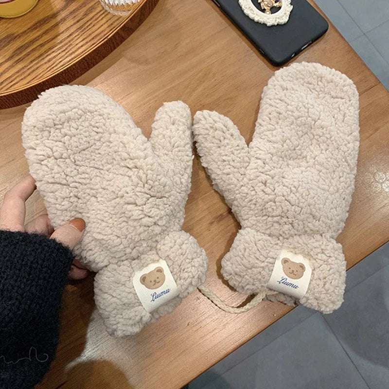 Plush Warm Bear Gloves