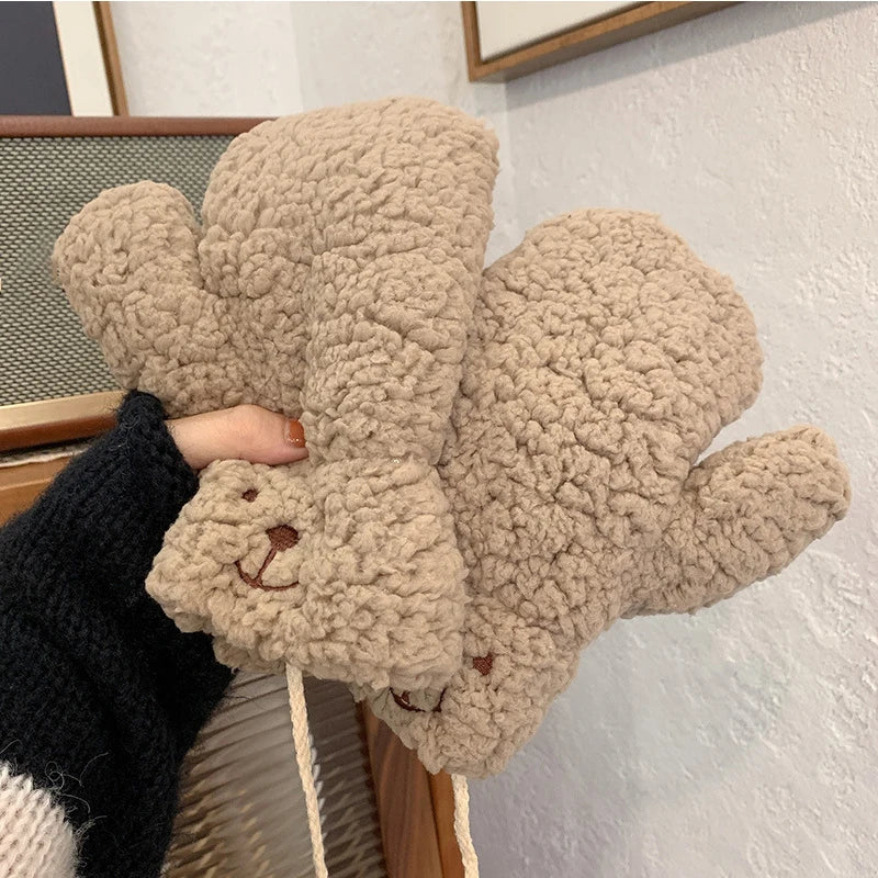 Plush Warm Bear Gloves