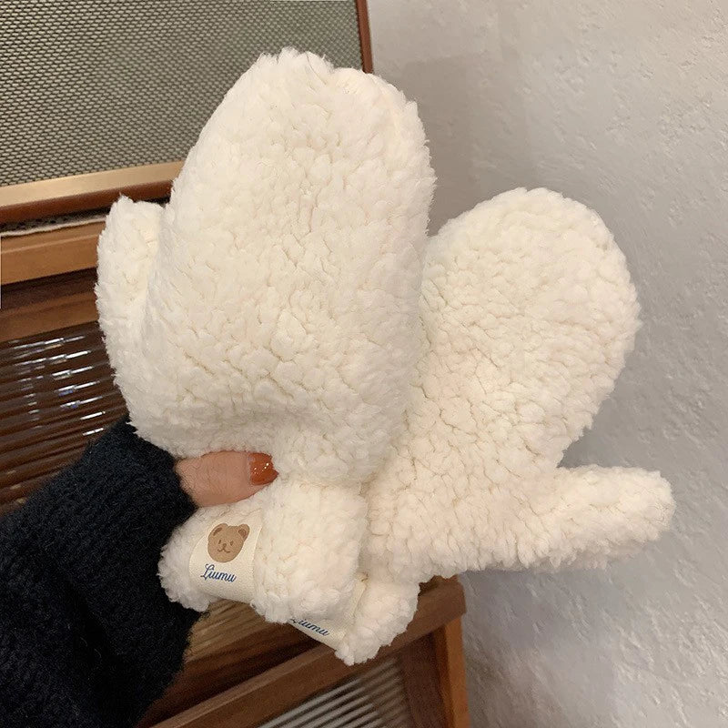 Plush Warm Bear Gloves