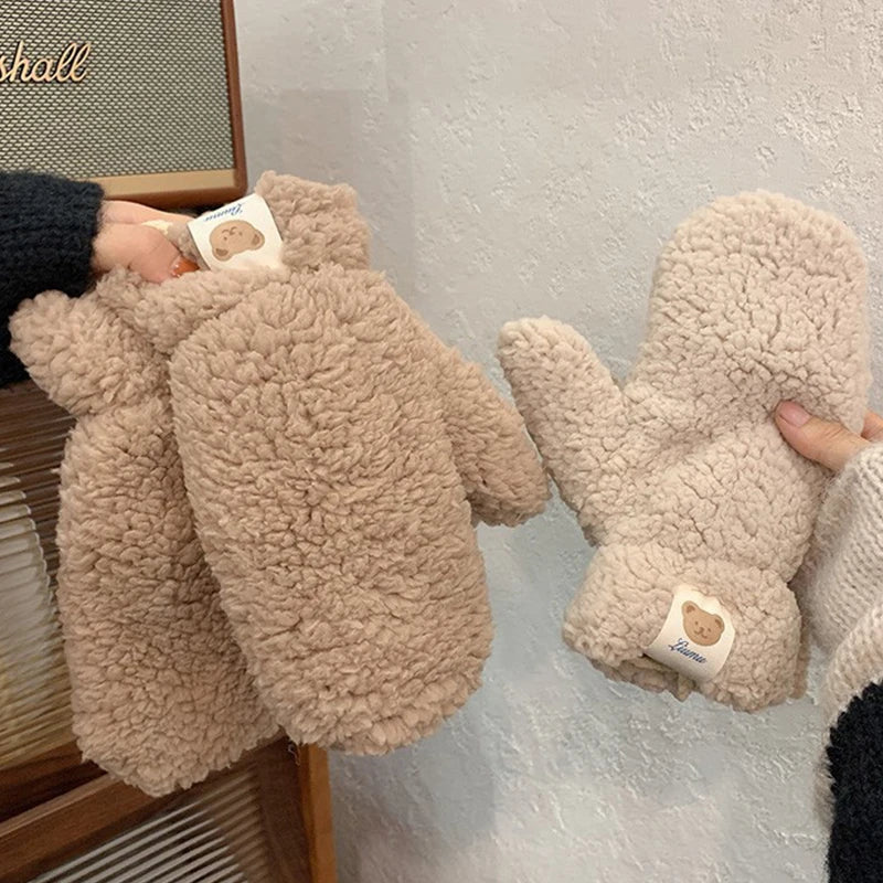 Plush Warm Bear Gloves