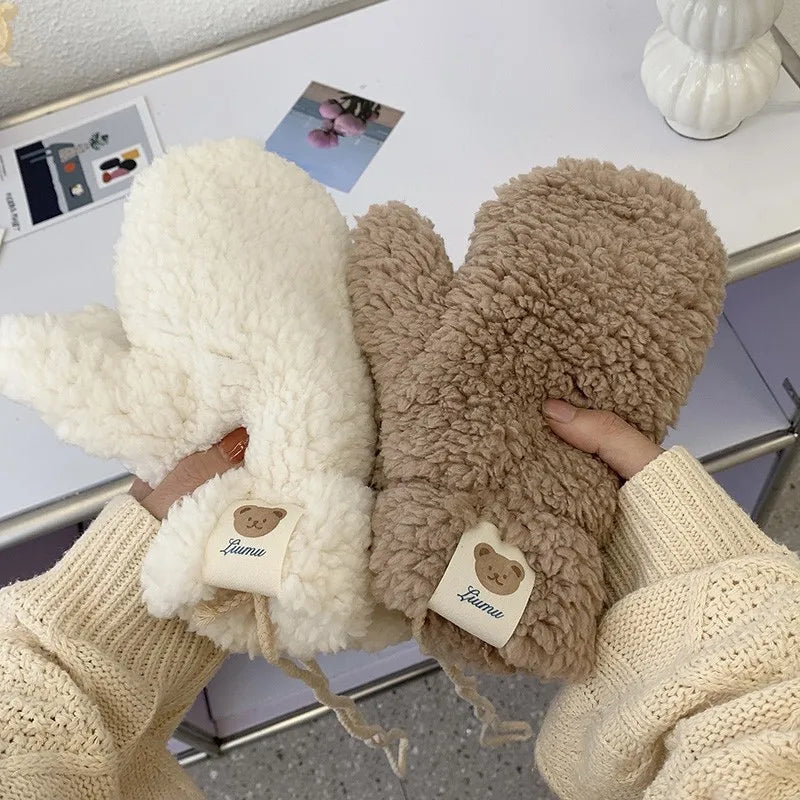 Plush Warm Bear Gloves