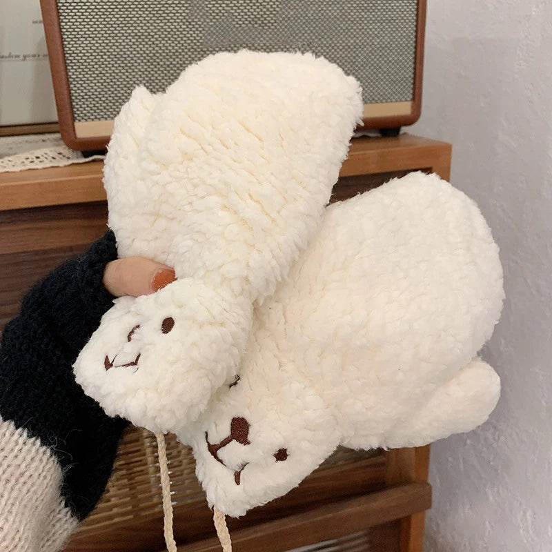 Plush Warm Bear Gloves