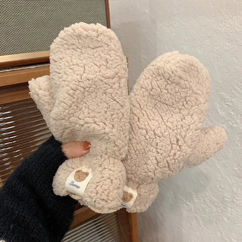 Plush Warm Bear Gloves