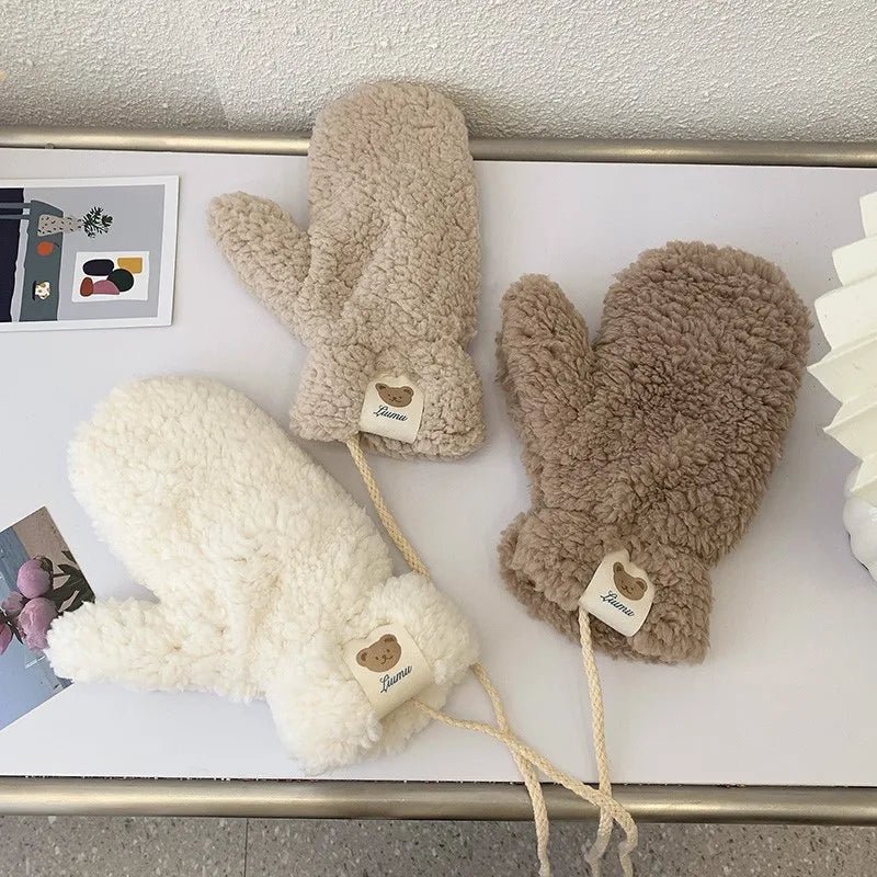 Plush Warm Bear Gloves