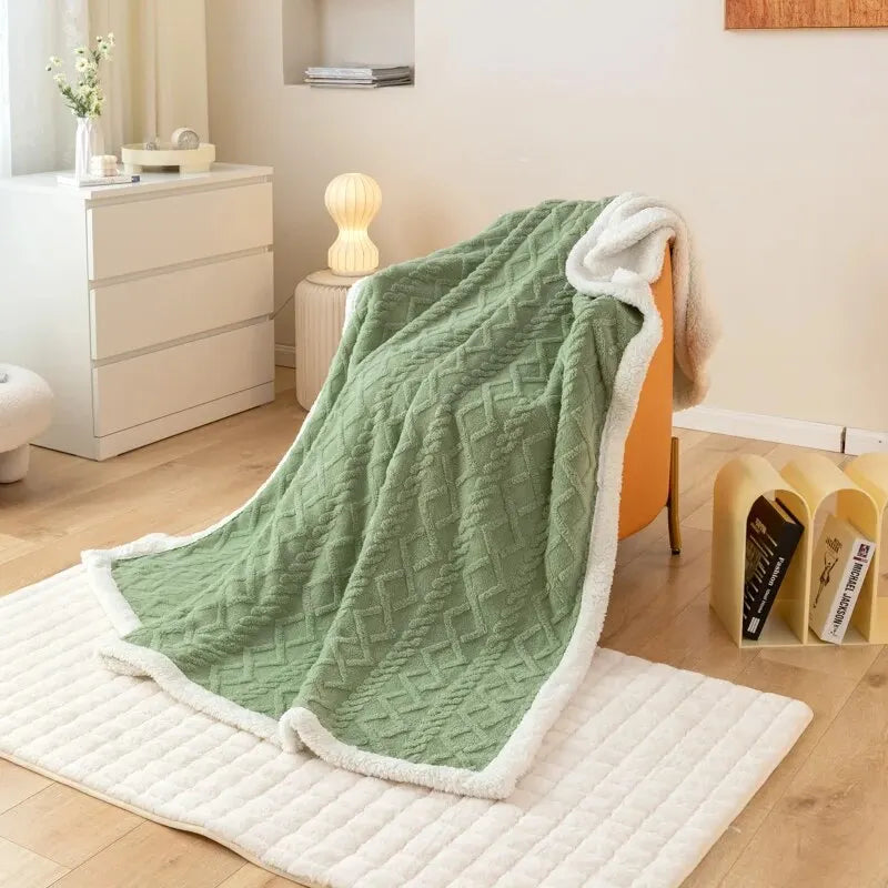 Knit style faux fur throw blanket