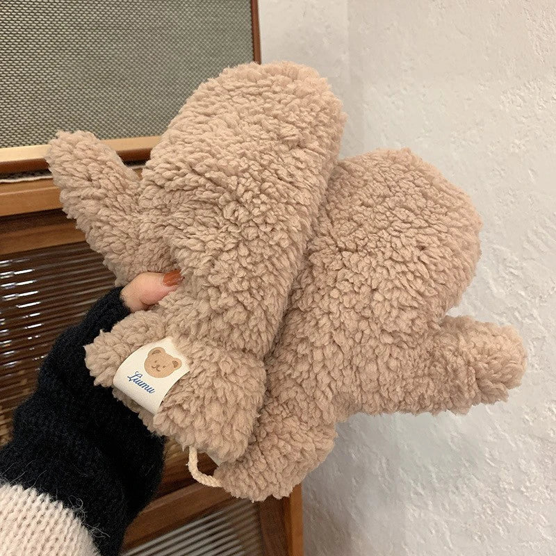 Plush Warm Bear Gloves