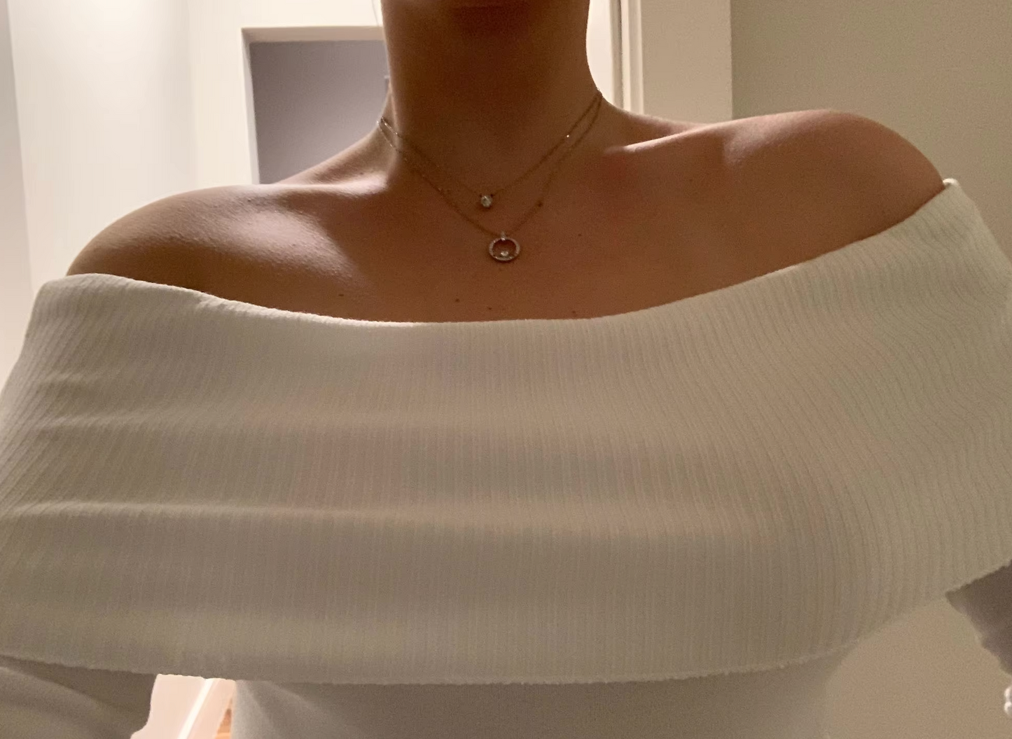 Ribbed off the shoulder top