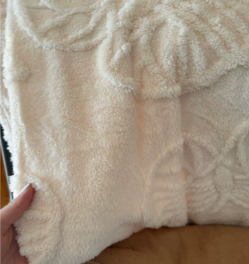 Faux fur butterfly cream blanket