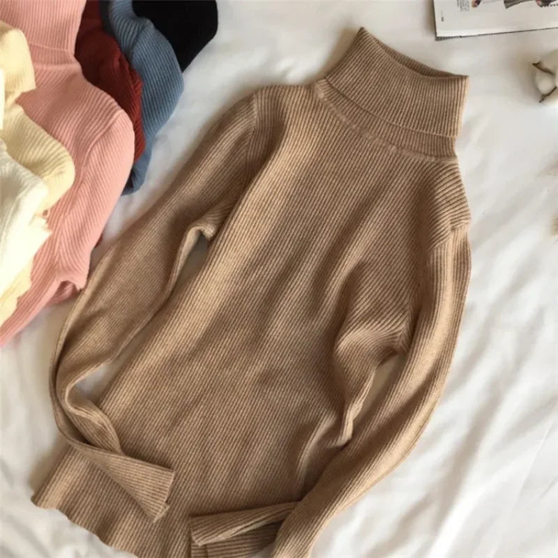 Knitted turtleneck long sleeved top