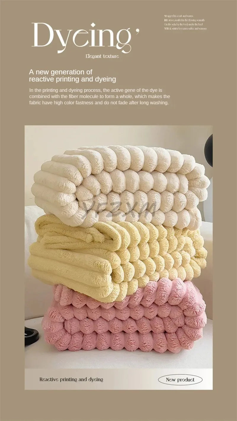 Ribbed velvet style fluffy blanket