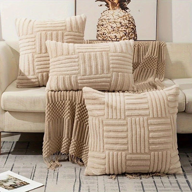 Faux fur plush throw cushion