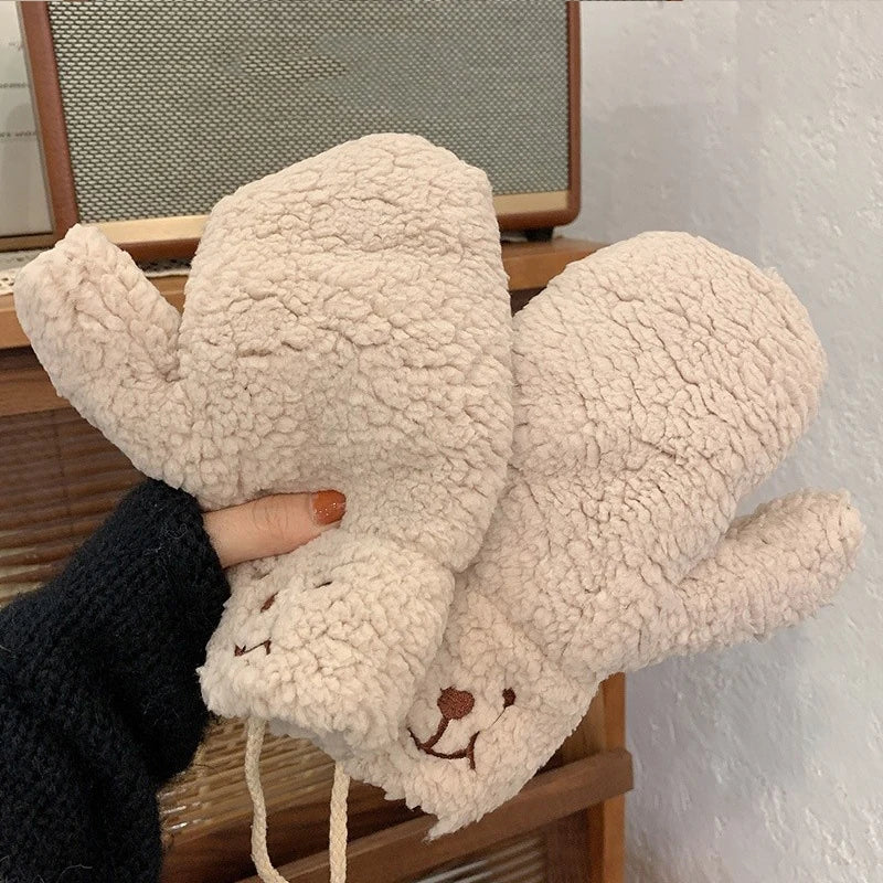 Plush Warm Bear Gloves